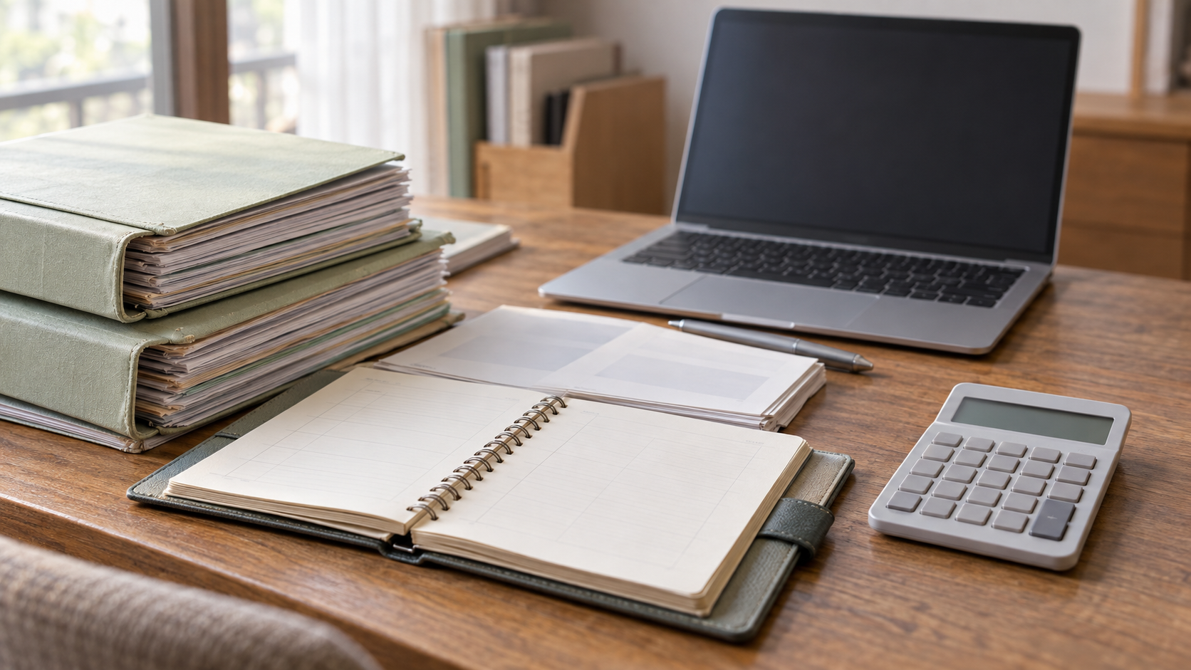 事務経験を表す書類とパソコン